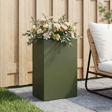 vidaXL Plantenbak Olijfgroen 40 x 30 x 75 cm Koudgewalst, Verzenden, Nieuw