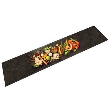 vidaXL Keukenmat wasbaar kruidenprint 60x300 cm fluweel, Verzenden, Nieuw