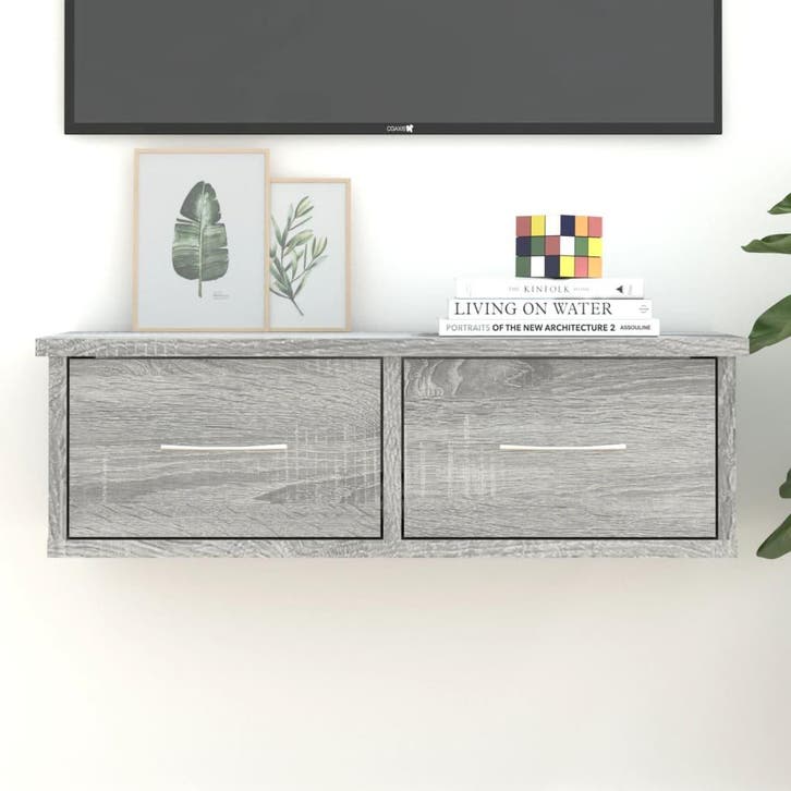 vidaXL Tv-wandmeubel 60x26x18,5 cm bewerkt hout grijs sonoma, Huis en Inrichting, Kasten | Wandmeubels, Nieuw, Verzenden