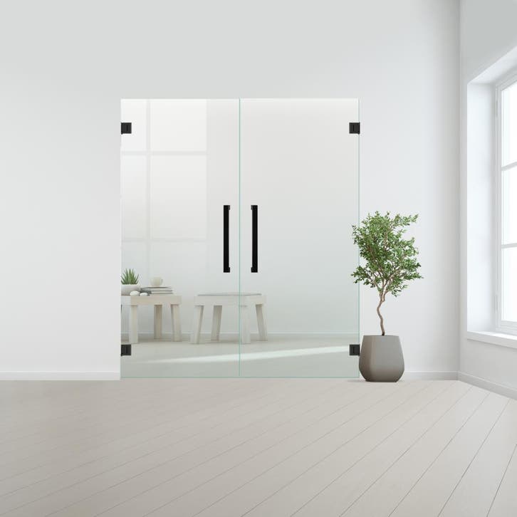 Glazen dubbele binnendeur XL zonder kozijn zwart beslag-Blan, Bricolage & Construction, Vitres, Châssis & Fenêtres, Envoi