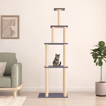 vidaXL Kattenmeubel met sisal krabpalen 183 cm donkergrijs, Verzenden