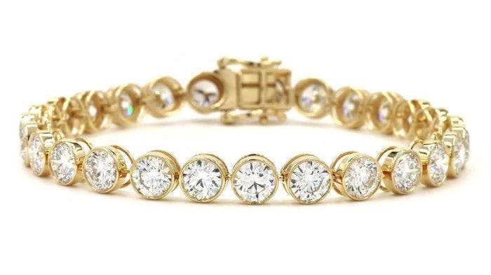 Armband - 14 karaat Geel goud - 15.38ct. tw. Diamant, Handtassen en Accessoires, Armbanden