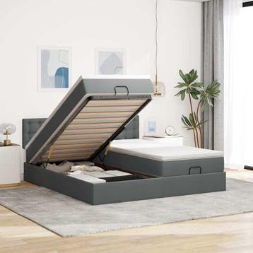 vidaXL Ottoman bed met matrassen 180x200cm stof donkergrijs, Verzenden
