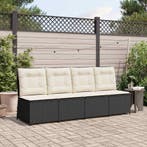 vidaXL Tuin Sofa met kussen Zwart en Crème Wit poly rattan, Verzenden