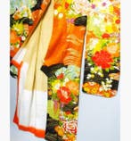 Prachtige zwarte zuivere zijde furisode-kimono met bladgoud