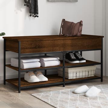 vidaXL Schoenenbankje 100x42,5x50 cm bewerkt hout bruin, Verzenden