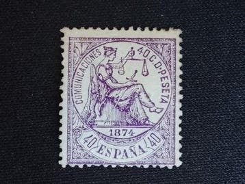 Espagne 1874 - 40c violet - cote;500€ neuf avec Charnière -, Timbres & Monnaies