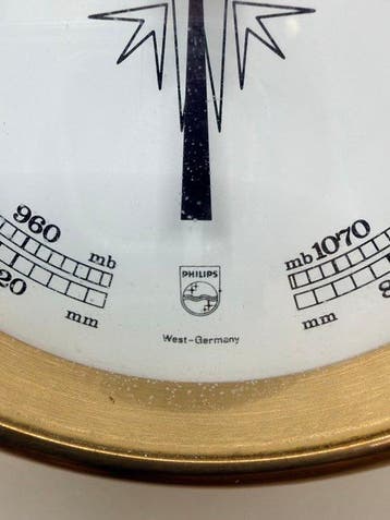 Marine barometer - Laiton, Verre - Grand baromètre Philips, Antiek en Kunst, Curiosa en Brocante