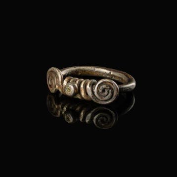 Keltisch Zilver Ring met spiralen, Antiek en Kunst