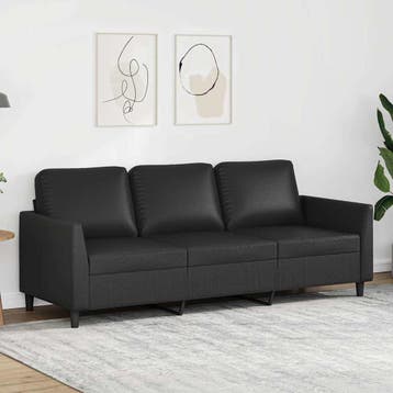 vidaXL Driezitsbank / zetel 180 cm kunstleer zwart, Verzenden