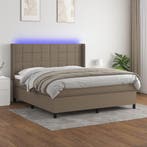 vidaXL Boxspring met matras en LED stof taupe 160x200 cm, Verzenden