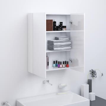 vidaXL Badkamerkast met spiegel 60x15x75 cm MDF glanzend wit, Verzenden, Nieuw