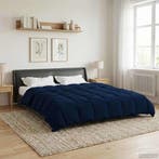 vidaXL Zomer Deken Gekwilt Donkerblauw 200 x 200 cm, Verzenden