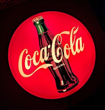 Coca-Cola - Lichtgevende knop - Reclamebord - Plastic,