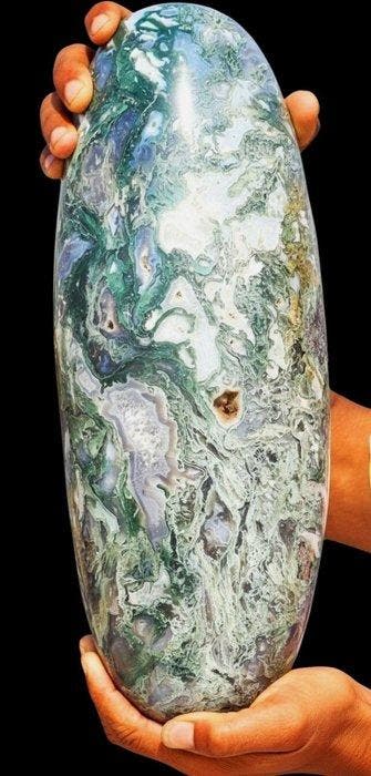 10,5 kg Groene Mosagaat & Blauwe Kantagaat Kristallen Lingam, Verzamelen, Mineralen en Fossielen