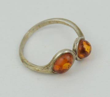 Barnsteen - 925 zilver Baltische amber dubbele stenen