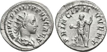Antoninian 244-249 n Chr Rom Philippus I Arabs 244-249 n Chr, Timbres & Monnaies, Monnaies & Billets de banque | Collections, Verzenden
