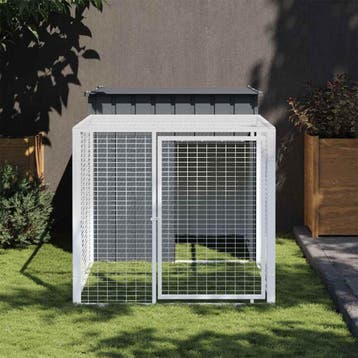 vidaXL Kippenhok met ren antraciet 110x201x110 cm, Verzenden, Nieuw