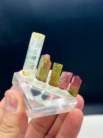 Tourmaline et aigue-marine Cristaux - Hauteur : 34 mm -