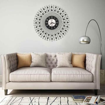vidaXL Wandklok 43 cm metaal zwart, Huis en Inrichting, Verzenden, Nieuw