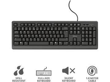 Trust -  Toetsenbord Primo Azerty Zwart, Verzenden, Trust, Bedraad, Nieuw