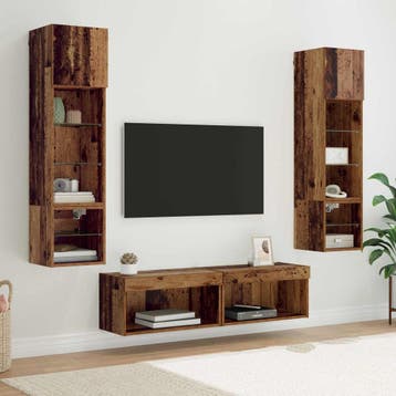 vidaXL TV Wand Eenheid 6 st Oud Hout Bewerkt hout, Verzenden, Nieuw