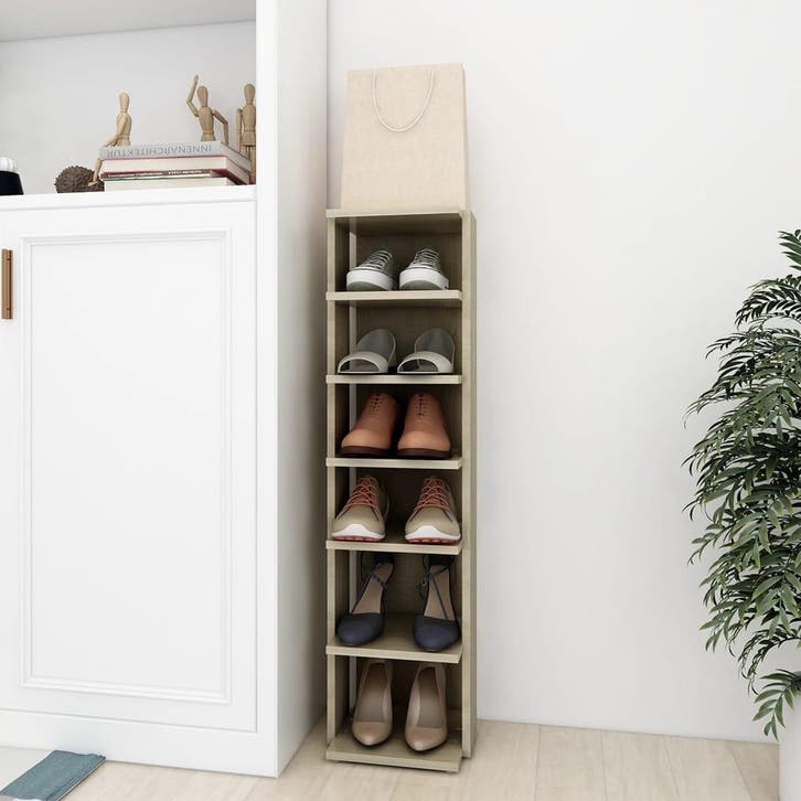 vidaXL Schoenenkast 27,5x27x102 cm bewerkt hout sonoma, Maison & Meubles, Armoires | Armoires à chaussures, Envoi