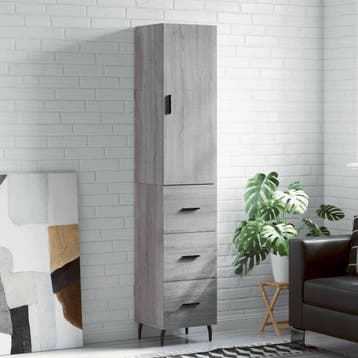 vidaXL Hoge kast 34,5x34x180 cm bewerkt hout grijs sonoma, Verzenden, Nieuw
