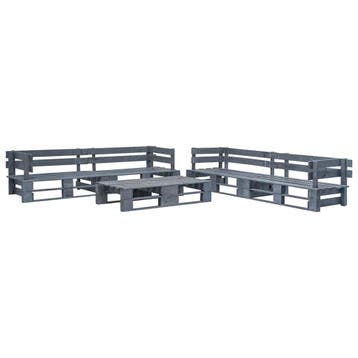 vidaXL 6-delige Loungeset pallet hout grijs, Verzenden, Loungeset