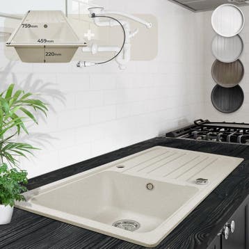 Spoelbak - Wasbak - Keuken - Graniet - 76x22x46 cm - Beige -, Huis en Inrichting, Verzenden, Nieuw