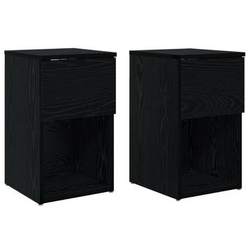 vidaXL Bedkast 2 st Zwart eiken 29 x 31,5 x 49 cm Bewerkt, Verzenden, Nieuw