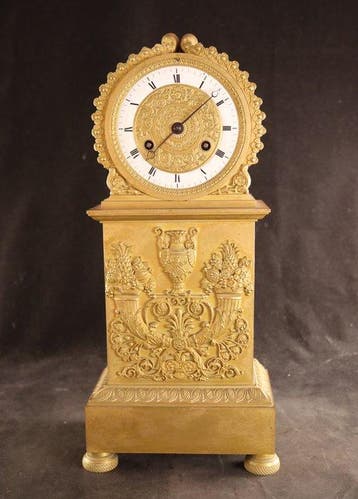 Antieke vuurvergulde - Empire Borné pendule - Brons -