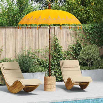 vidaXL Balinese Parasol Geel 185 x 185 x 260 cm Katoen, Verzenden, Nieuw