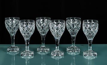 Prachtig lot van 6 antieke kristallen Val Saint Lambert