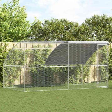 vidaXL Kippenkooi met 1 deur 2 st Zilver 400x200x200cm Staal, Verzenden