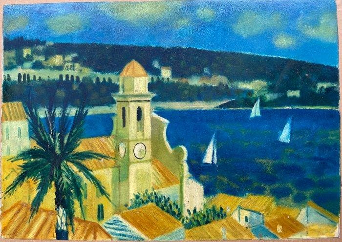 Yves Ganne (1931-2019) - Baie de Villefranche sur Mer., Antiquités & Art, Art | Peinture | Classique