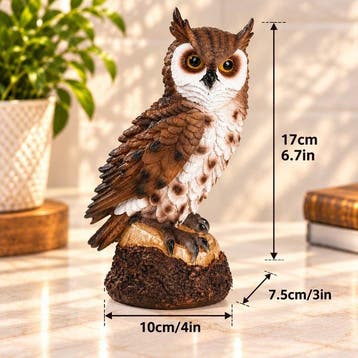 sculptuur, Realistic Owl Sculpture - 17 cm - Hars