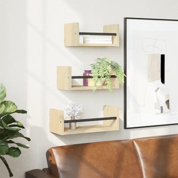 vidaXL 3-delige wandplankenset met stangen Sonoma eiken, Huis en Inrichting, Verzenden, Nieuw