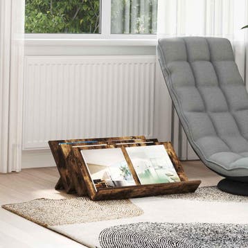 vidaXL Tijdschriftenrek Rook Eiken 65 x 53 x 28,5 cm Bewerkt, Huis en Inrichting, Woonaccessoires | Krantenbakken en Lectuurbakken