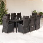 vidaXL 9-delige Tuinset poly rattan zwart, Verzenden, Nieuw, Tuinset
