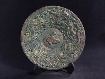 Impressive Japanese Bronze High-Relief Display Plate with