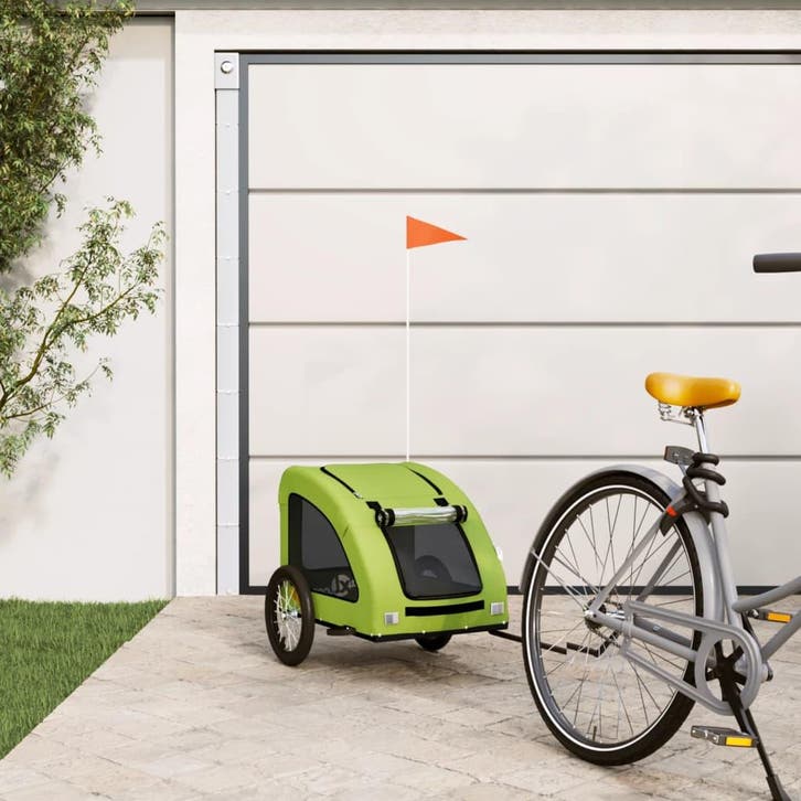 vidaXL Hondenfietstrailer oxford stof en ijzer groen, Dieren en Toebehoren, Overige Dieren-accessoires, Nieuw, Verzenden