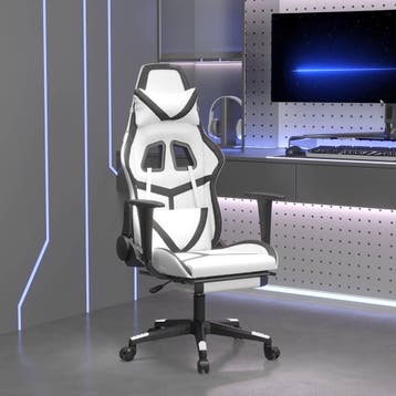 vidaXL Massage gamestoel met voetensteun kunstleer wit en, Huis en Inrichting, Stoelen, Verzenden, Nieuw