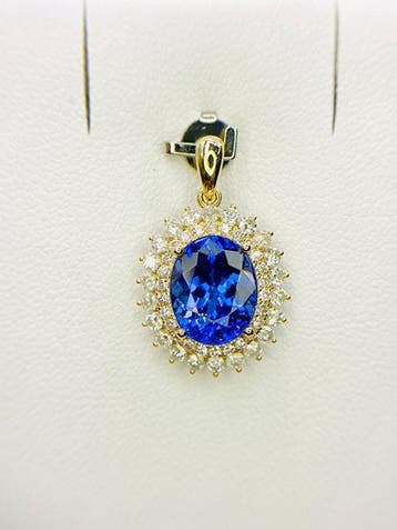 Pendentif - 14 carats Or jaune - 3.84ct. tw. Tanzanite -