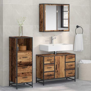 vidaXL Badkamermeubel Set 3 st Oud Hout 80 x 33 x 60 cm, Verzenden, Nieuw