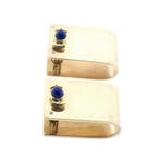 Gouden manchetknopen met Lapis lazuli stenen, Handtassen en Accessoires, Manchetknopen, Ophalen of Verzenden, Gebruikt, Goud