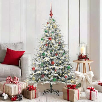 vidaXL Kunstmatige Voorverlichte Kerstboom met Ballenset, Verzenden, Nieuw