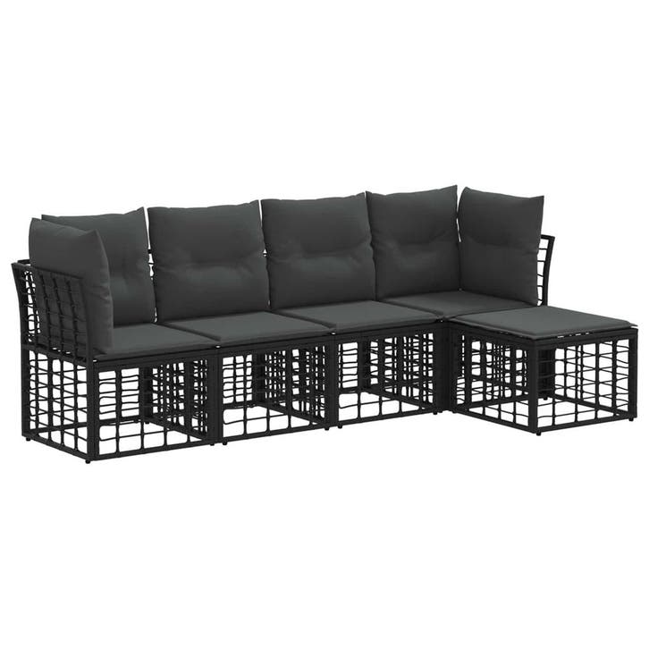 vidaXL Buiten bank set Zwart Polyester, Jardin & Terrasse, Ensembles de jardin, Envoi