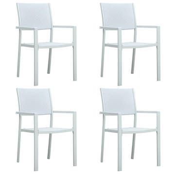 vidaXL Tuinstoel 4 st rattan-look kunststof wit, Jardin & Terrasse, Verzenden