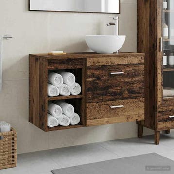 vidaXL Badkamermeubel Set 2 st Oud hout Bewerkt hout, Verzenden, Nieuw